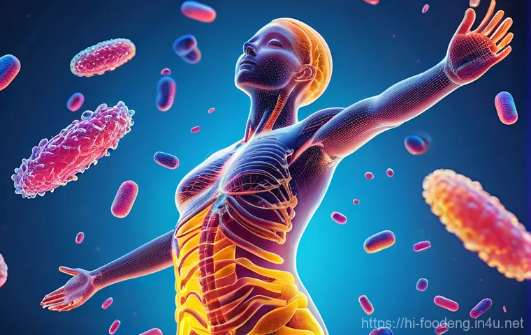 프로바이오틱스와 프리바이오틱스 - **Prompt 1: The Vibrant Gut Harmony**
    "A cheerful and healthy young woman, fully clothed in comf...