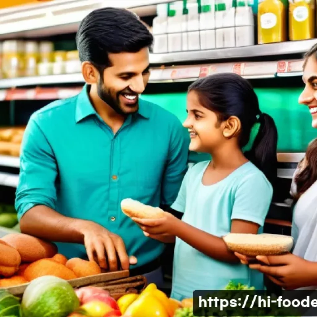 식품 공학에서의 클린라벨 트렌드 - A vibrant and detailed kitchen scene showcasing a family shopping for clean label food products at a...