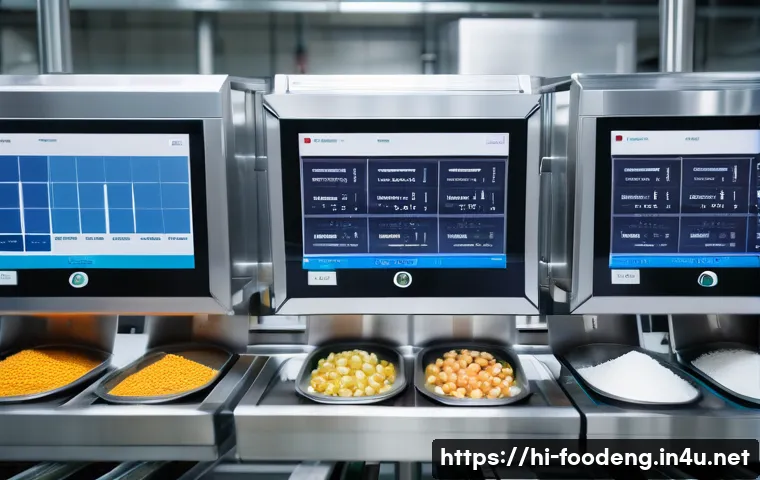 식품과 머신러닝 응용 - A high-tech food production facility featuring an advanced machine learning system monitoring a prod...