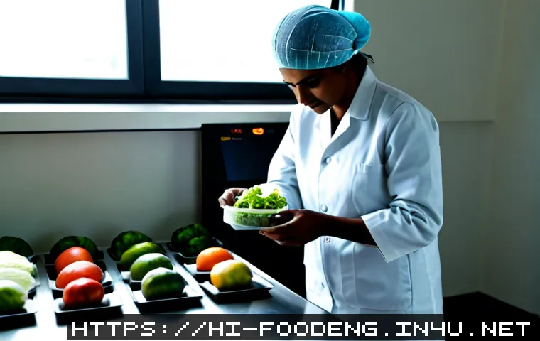 식품 유통기한 연장 기술 - Photorealistic modern food preservation laboratory, Indian food scientist in a clean white coat and ...